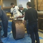 ブビンガで作られたゴマです。油を塗って、その上にさらしを巻いて